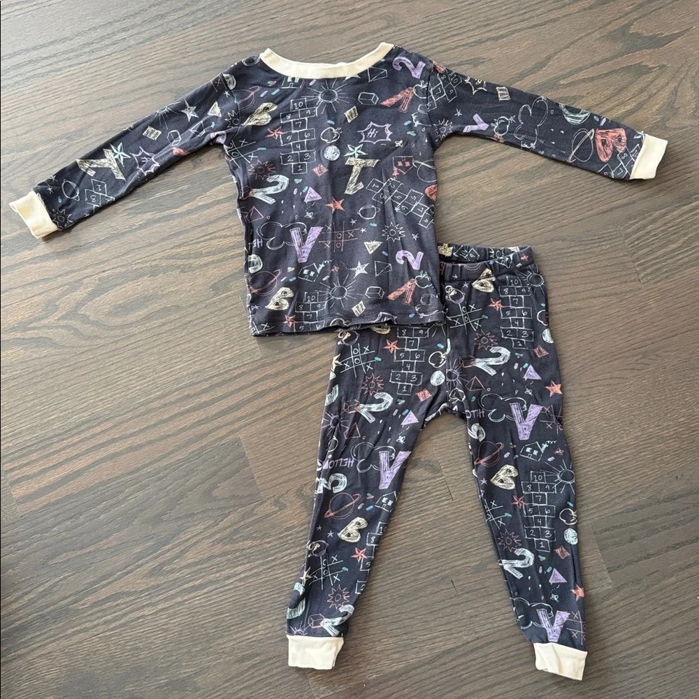 Burt’s Bees Baby Sidewalk Chalk Organic Cotton Pajama Set 3T EUC